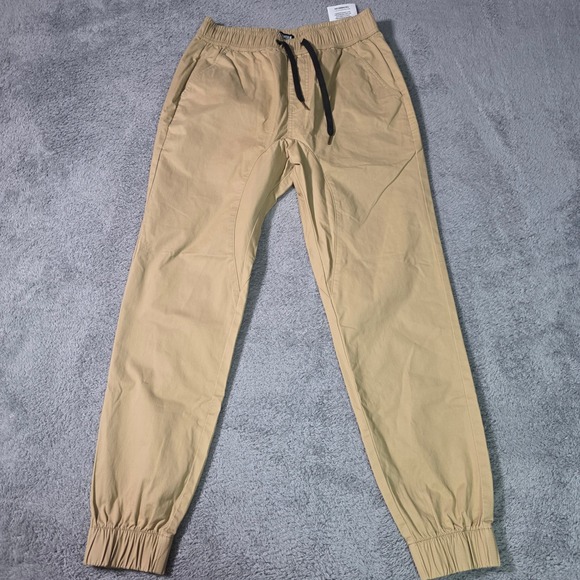 ITALYMORN Other - ITALYMORN Mens Small Jogger Pants Khaki Tan Elastic Waist Cotton Spandex Tapered